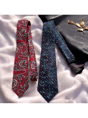 PACO RABANNE Set of 2 Red Blue Vintage Mens Ties